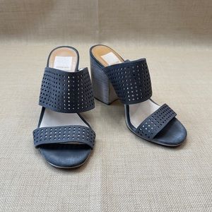 Dolce Vita Gray Whitewashed Double Laser Cutout Strap Heeled Sandals